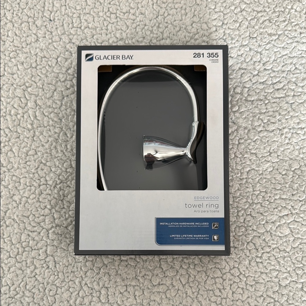 Glacier Bay Edgewood Silver Towel Ring